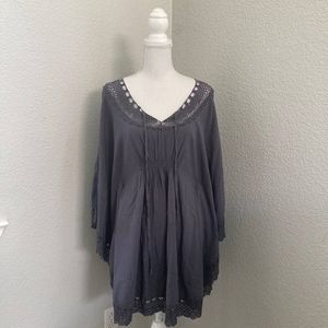 Monoreno Womens Dark Blue Gray Pullover Kaftan Dress Size Medium